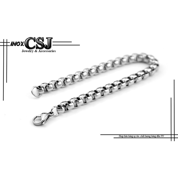 Lắc tay inox nam kiểu ống trúc 7mm sáng, đẹp, không đen - Thể hiện đẳng cấp phái mạnh