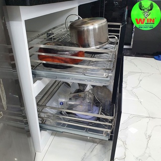1 bộ gồm 2 tầng Giá úp xoong nồi chuyên gắn cánh kéo inox sus 304 mẫu 2023