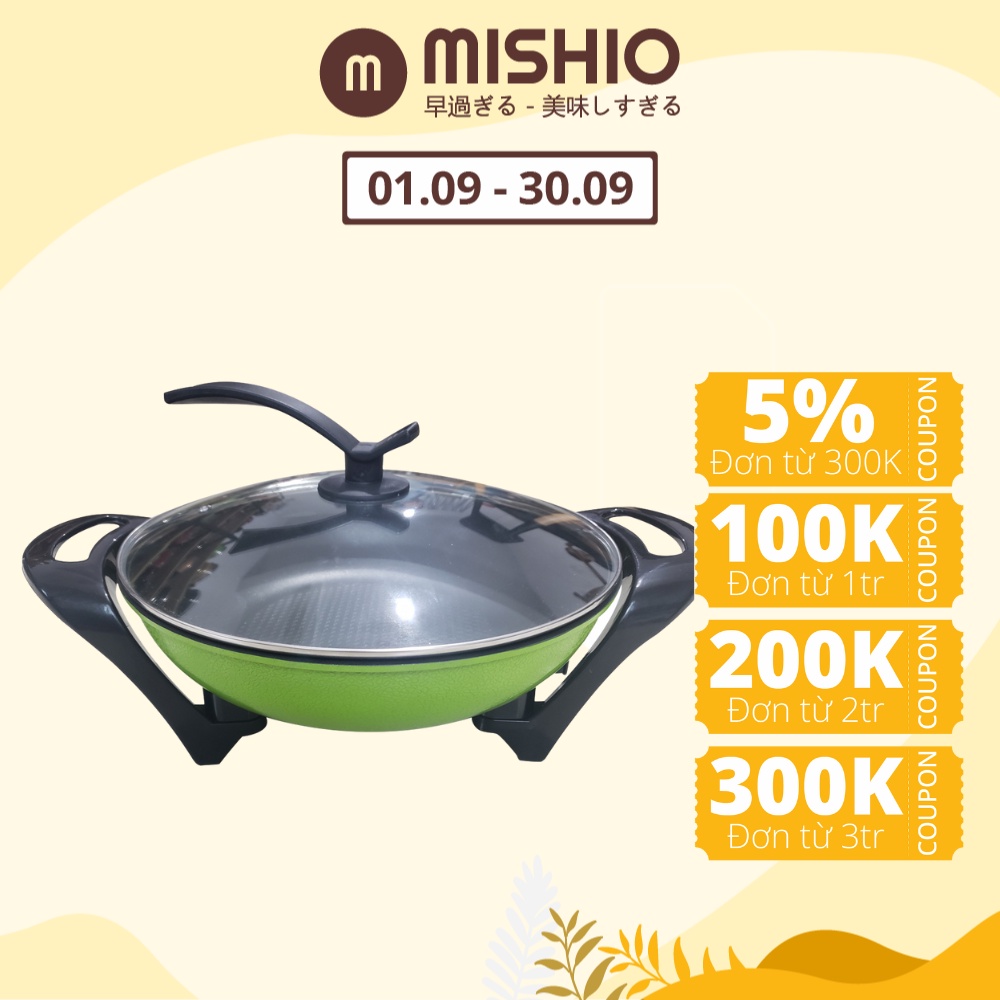 Nồi Lẩu Điện Mishio MK219 1200W, dung tích 5L - Màu xanh cốm