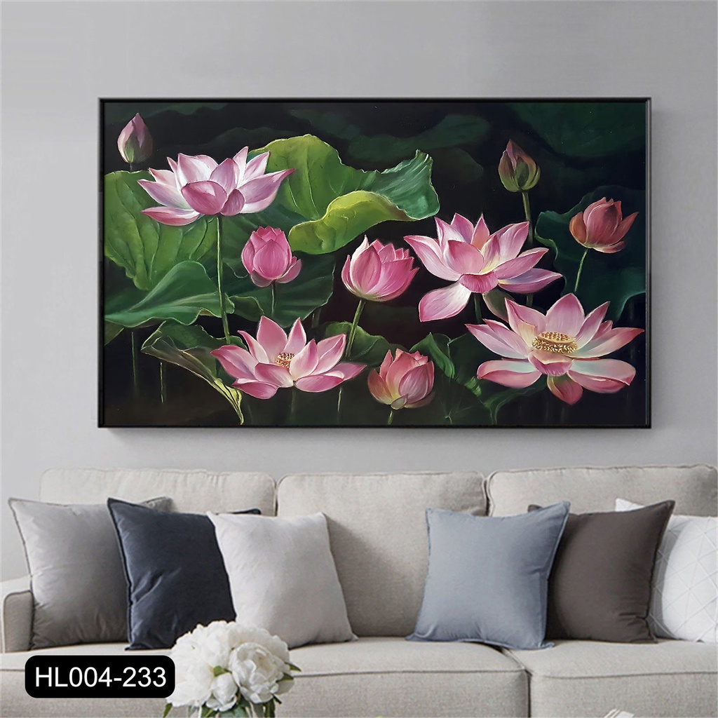 Tranh canvas treo tường hoa sen nhiều mẫu sang trọng- 80 x 50 cm