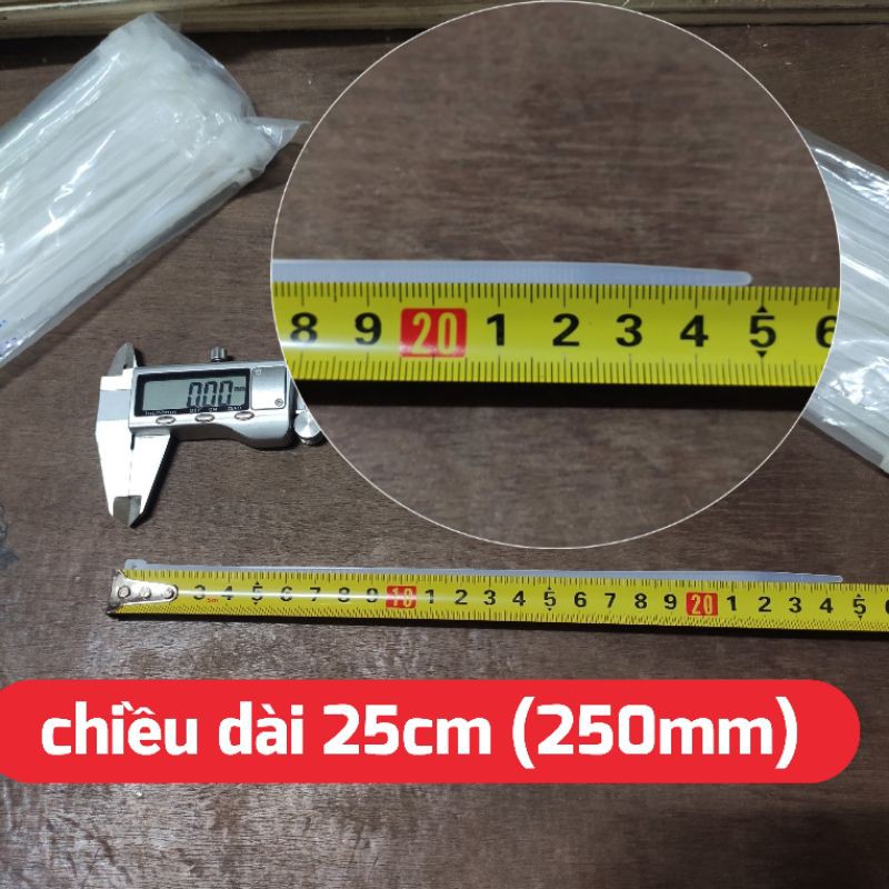 Bịch dây rút mập sợi lớn 8 x 250(mm) màu trắng