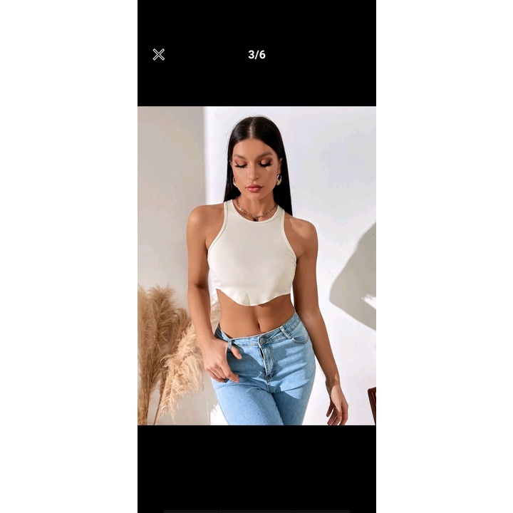 [Mã FAMARAL2 giảm 10K đơn 50K] Áo ba lỗ croptop nữ ôm body khoét nách sâu HAGA cổ tròn vải tăm lạnh ABLVB35 | BigBuy360 - bigbuy360.vn