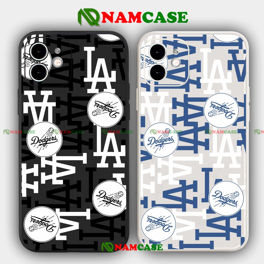 Ốp lưng iPhone LA Los Angeles Dodgers cạnh viền vuông silicon dẻo bảo vệ camera cho 6/6s/7/8/X/XS/XR/11/12/13 Pro Plus