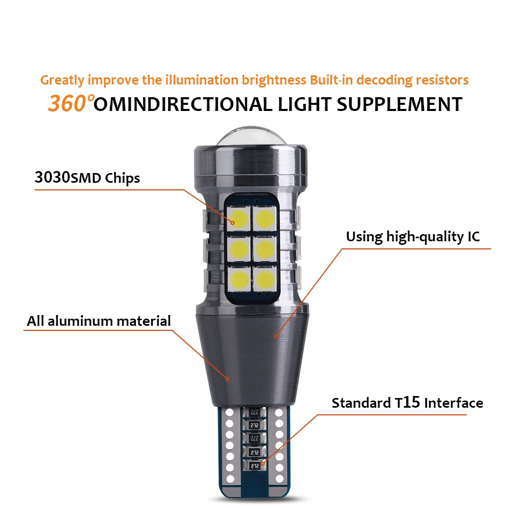 Bộ 2 Đèn LED T15 3030 27SMD Chất Lượng Cao Cho Xe Hơi