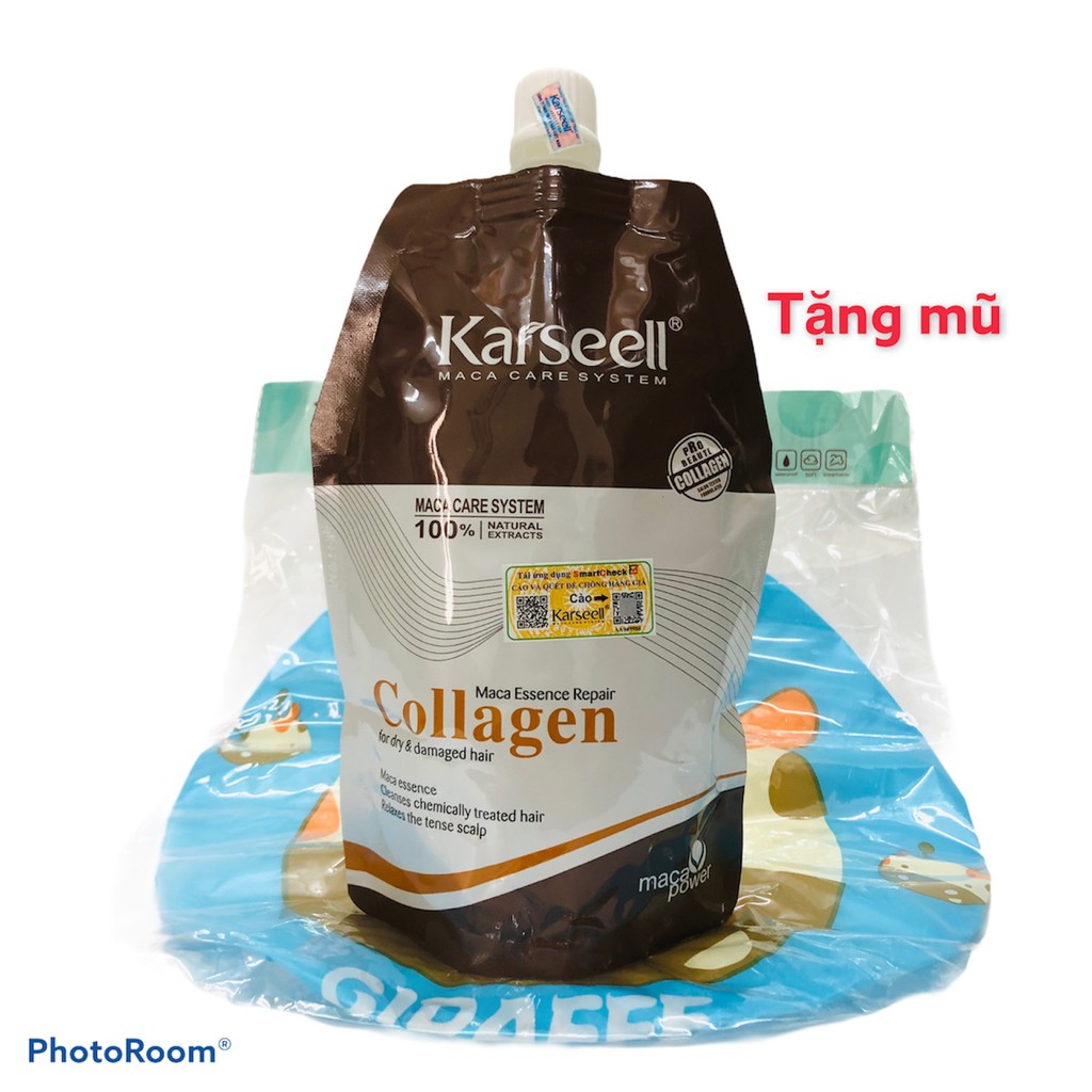KARSEELL- Dầu Hấp Ủ Tóc Dưỡng Ẩm Phục Hồi Siêu Mềm Mượt Hương Nước Hoa Collagen Karseell 500ml + tặng mũ chụp xinh xắn