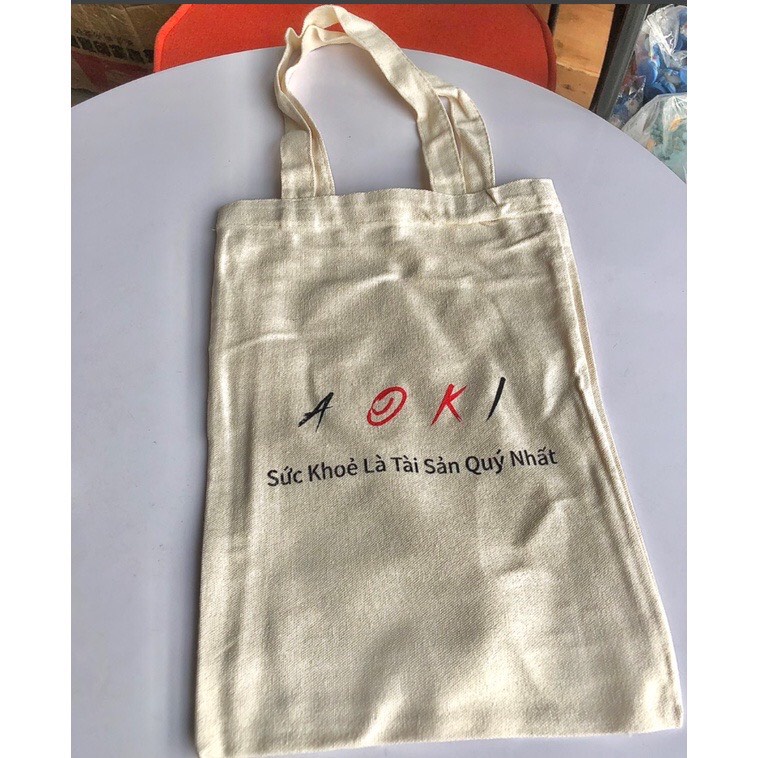 Túi Vải Tote Canvas Bag AOKI Dùng Đựng Bình Nước Hai Lít Tiện Lợi Nhỏ Gọn Dễ Thương Giá Hạt Dẻ