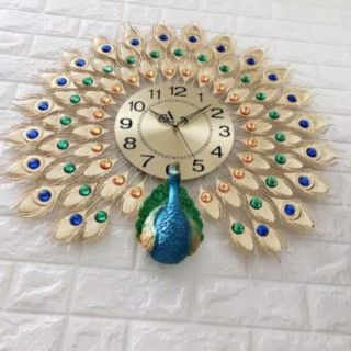 Đồng hồ con công khổng tước treo tường trang trí nha cửa