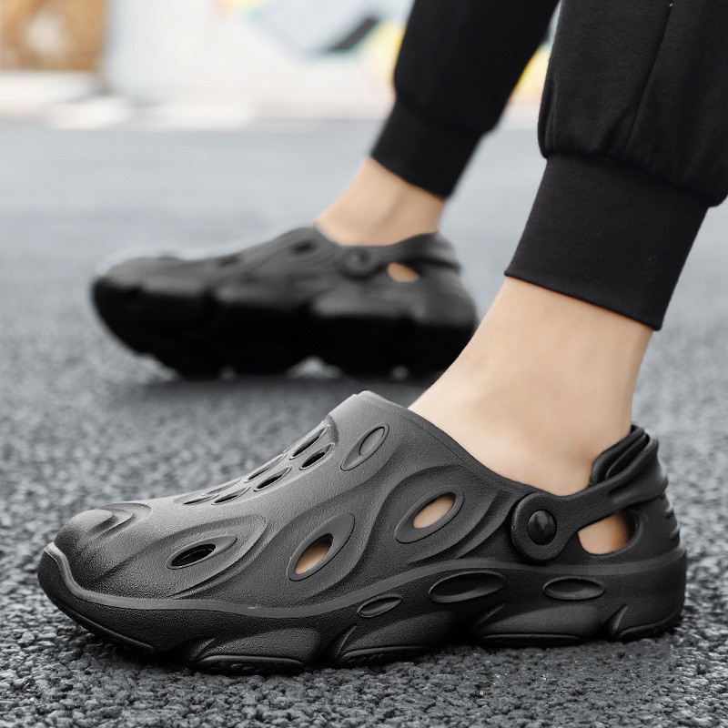Xăng đan đi biển JINTOHO màu đen thoáng khí chống thấm nước có size lớn 40-48 thời trang mùa hè cho nam giới