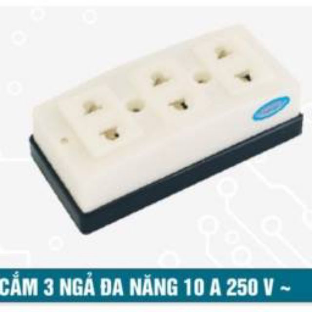 Ổ cắm 3 ngã đa năng 10 A 250v Vinakip hàng Việt Nam chất lượng cao