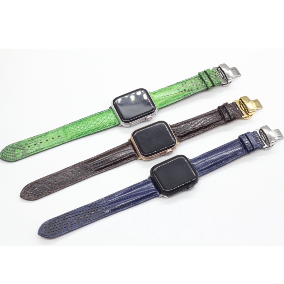 [Khóa Gập] Dây Đeo Thay Thế  Apple Watch Da Kỳ Đà Được Hoàn Thiện Thủ Công Phù Hợp Với Các Dòng Series 2,3,4,5,6,7,SE