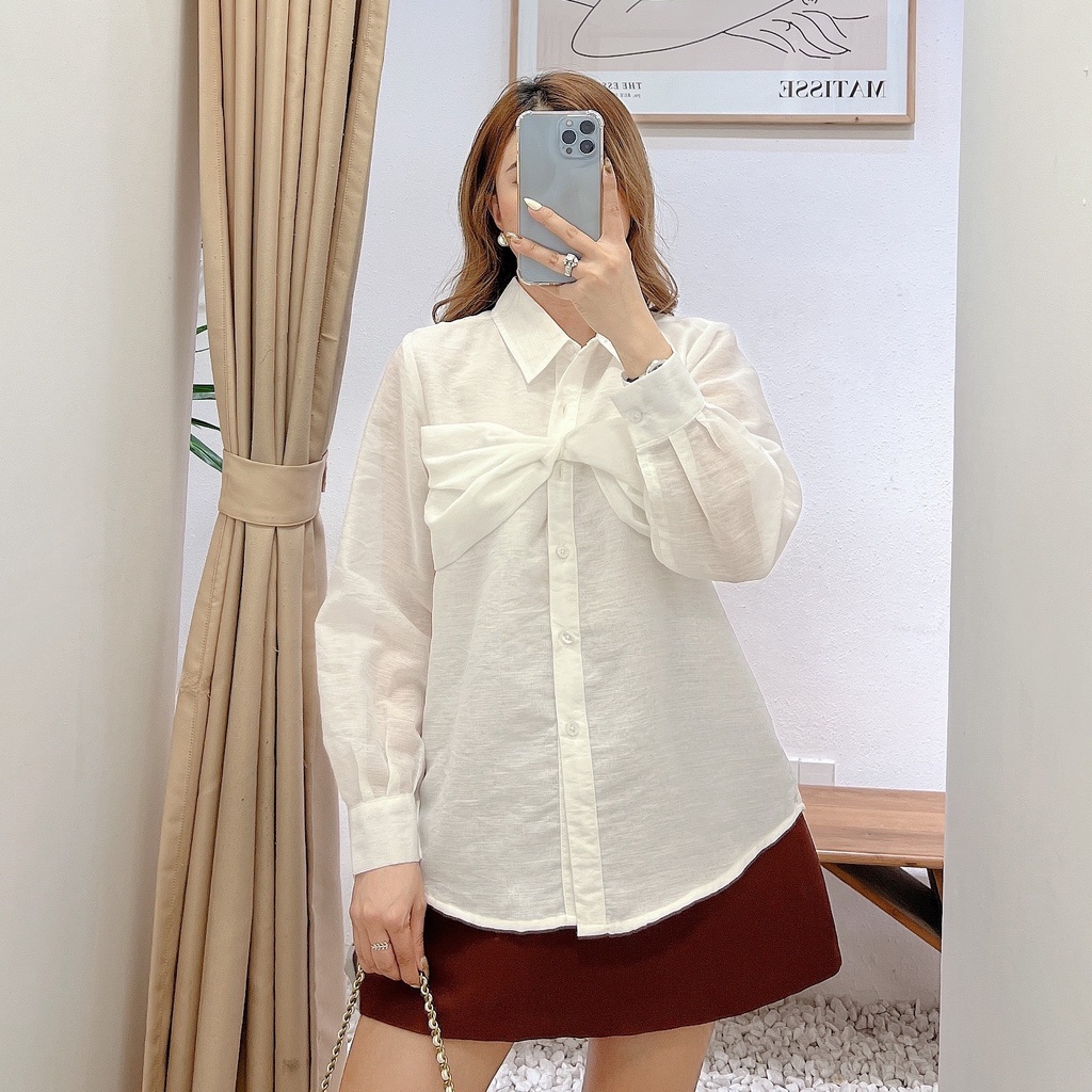 Áo sơ mi trơn xoắn trước ngực , Peace House Clothing
