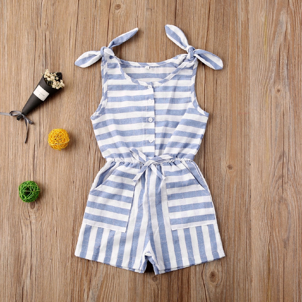 Jumpsuit Kẻ Sọc Chất Cotton Cho Bé Gái