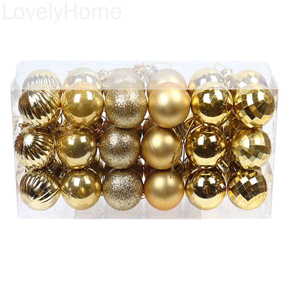 Set 36 quả châu nhiều màu sắc tùy chọn dành cho trang trí cây thông noel dịp Giáng Sinh