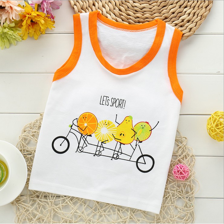 Áo Tank Top Chất Cotton Hoạ Tiết Hoạt Hình Cho Bé