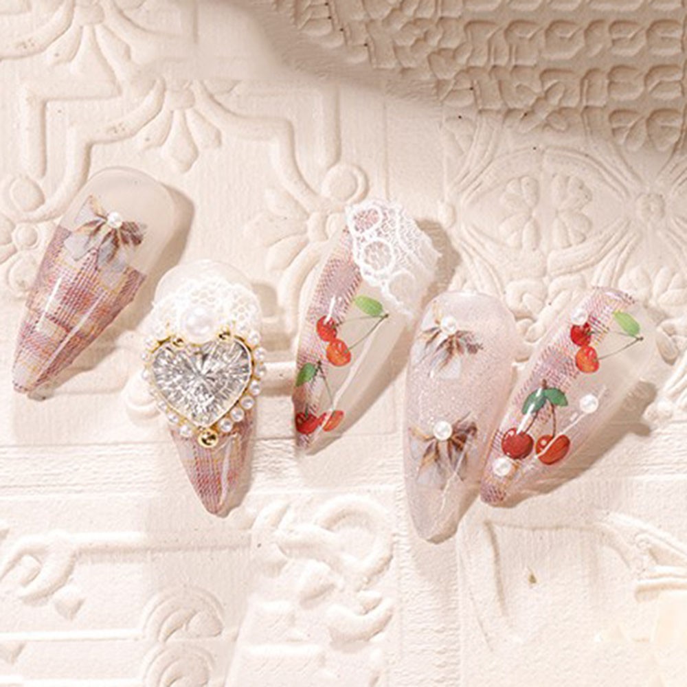 [Hàng mới về] Miếng Dán Trang Trí Móng Tay Nghệ Thuật Họa Tiết Kẻ Ô 3D Nhiều Màu Sắc