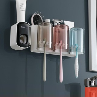 Kệ bàn chải 3 ly chính hãng Ecoco [ Tặng kèm đẩy kem ]