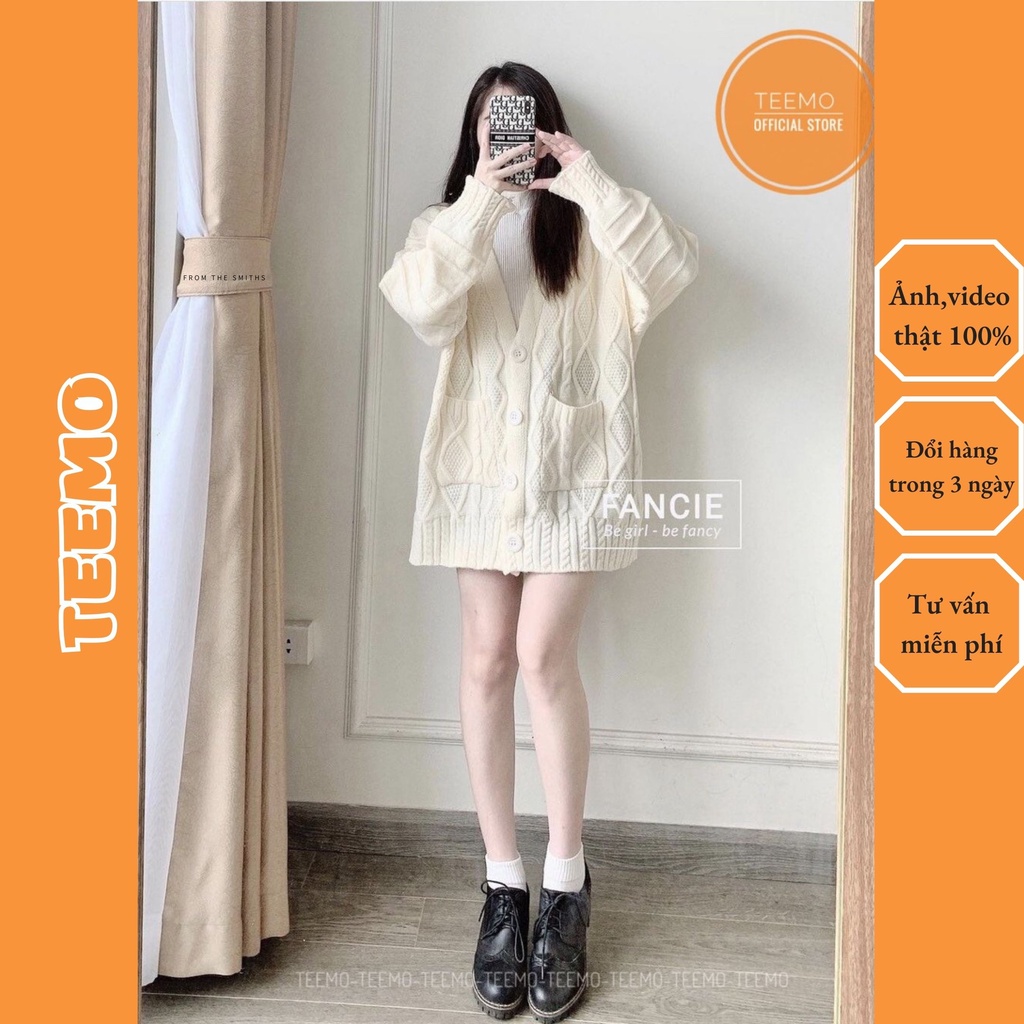Áo cardigan nữ len thừng form rộng dáng dàiTEEMO 2110AK11 (Có sẵn/ảnh thật)