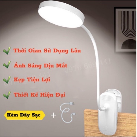 Đèn Học Kẹp Bàn Đèn Học Tích Điện Siêu Sáng Bảo Vệ Mắt DEN.DAIKI