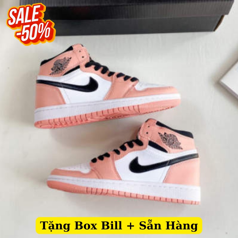 Giày Jordan Cổ Cao Màu Hồng, Giày JD Hồng Cao Cổ Siêu Đẹp Thời Trang Tặng Full Box Bill