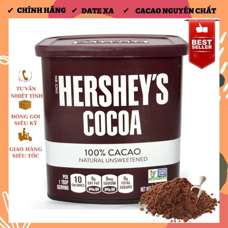 Bột Cacao Hershey’s Nguyên chất Không Đường 226g