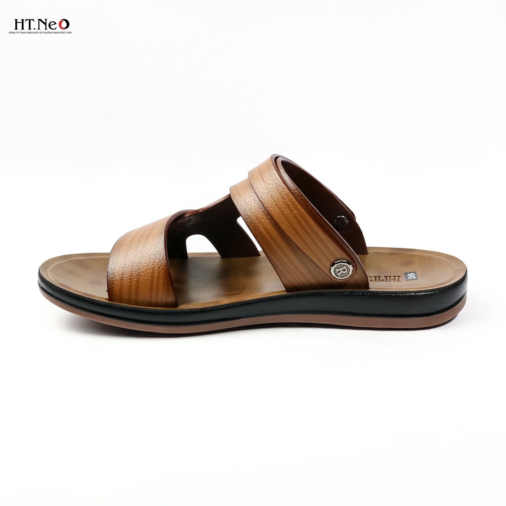 Sandal nam đế cao HT.NEO 100% da bò tự nhiên, kiểu dáng nổi bật, đế kếp 3,5cm quai da siêu bền SD95