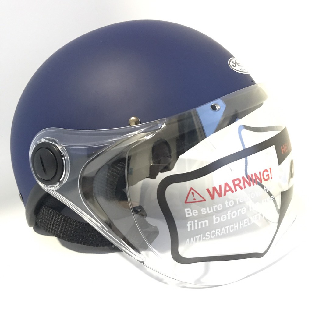 Nón bảo hiểm nửa đầu có kính siêu chất - Amby Helmet - Xanh than nhám