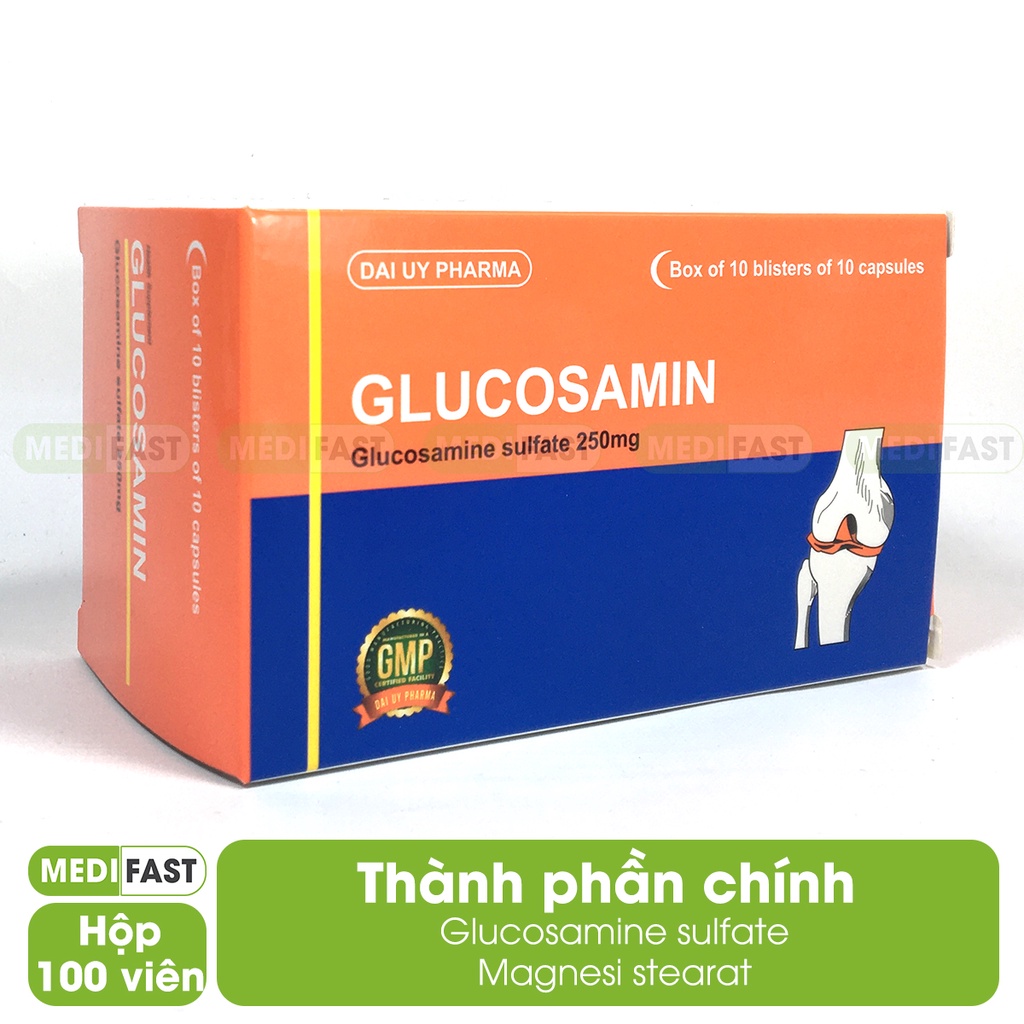 Viên uống xương khớp Glucosamin - bổ khớp, giảm đau nhức xương khớp, tái tạo mô sụn - Hộp 100 viên