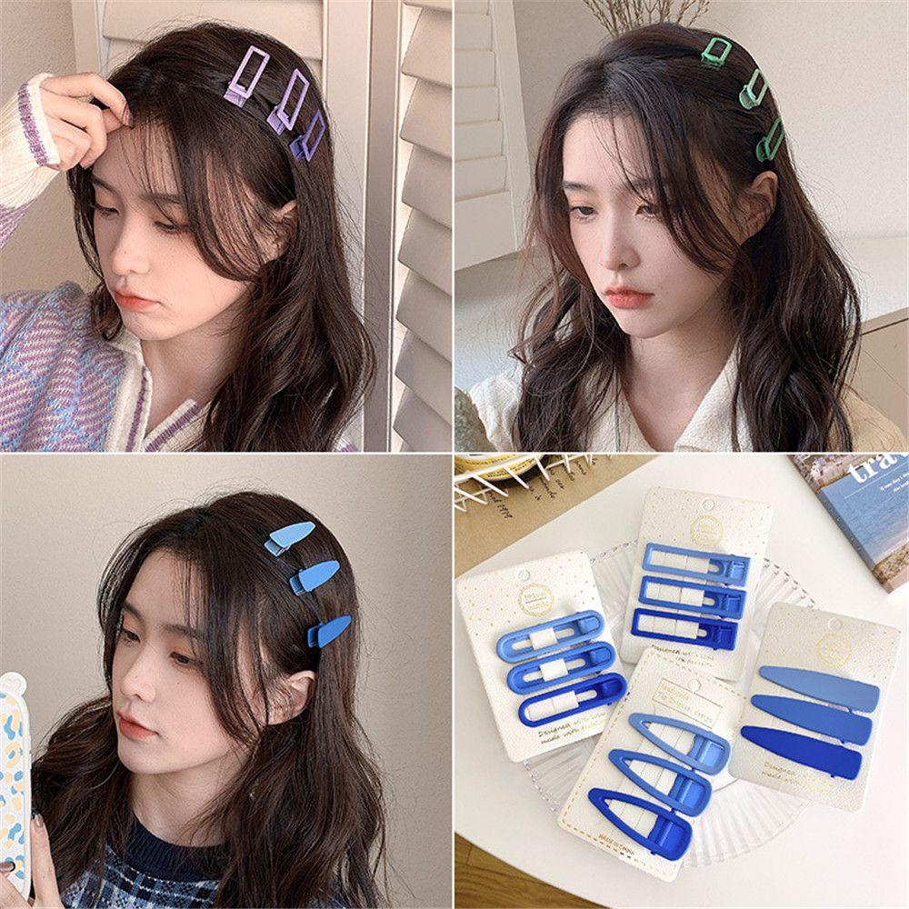Set 3 Kẹp Tóc Hình Học Màu Sắc Kẹo Ngọt Phong Cách Vintage Thanh Lịch