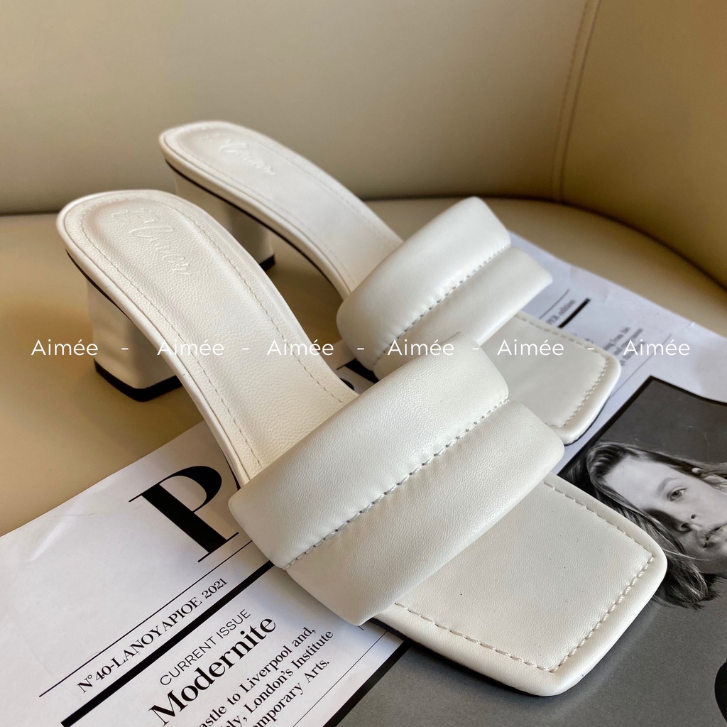 Dép Nữ Quai Ngang Viền Chỉ Đế Chun Xoắn Cao 5 Phân Sang Trọng Quý Phái