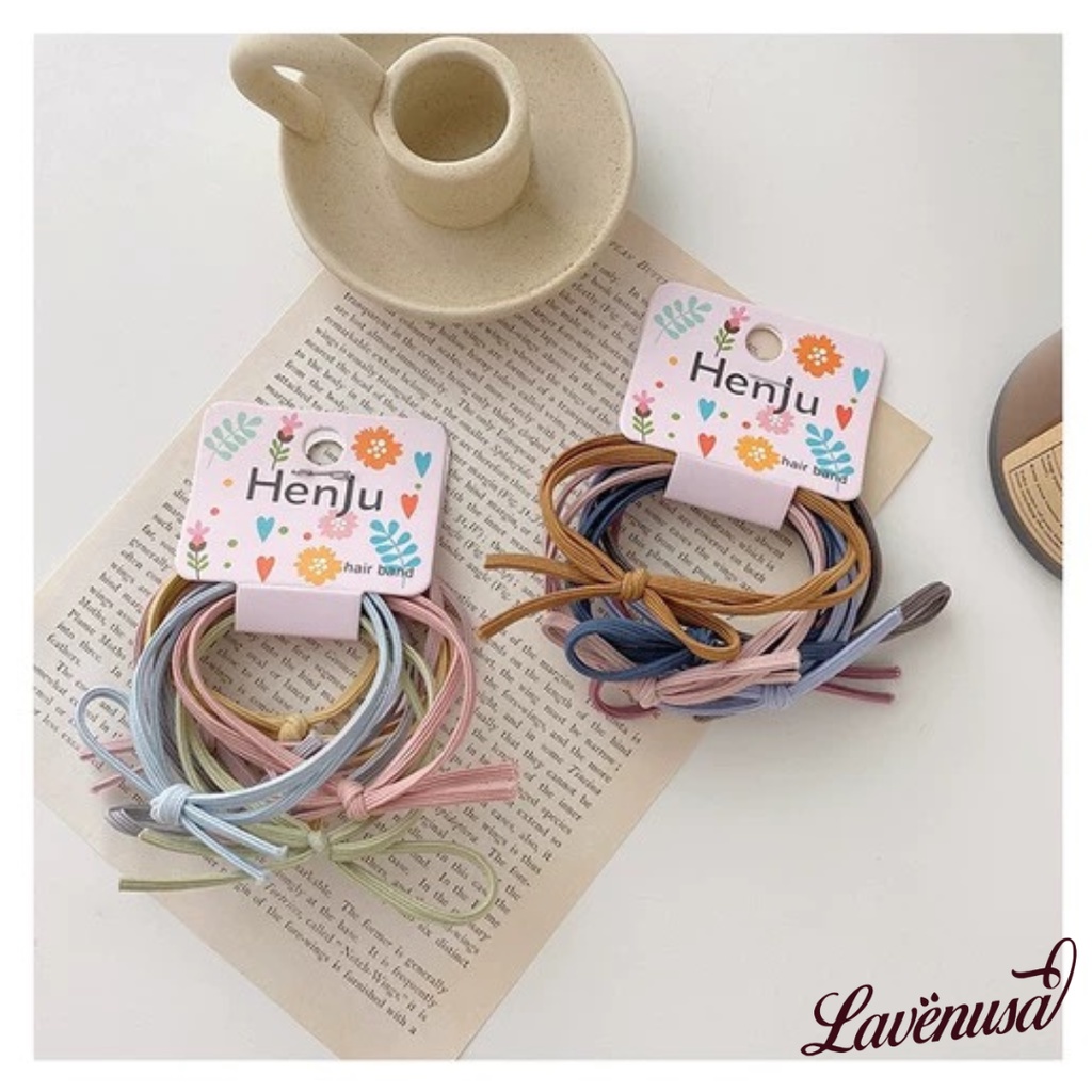 Dây buộc tóc cao cấp co giãn đáng yêu kiểu Hàn Quốc set 6 cái LAVENUSA CT12