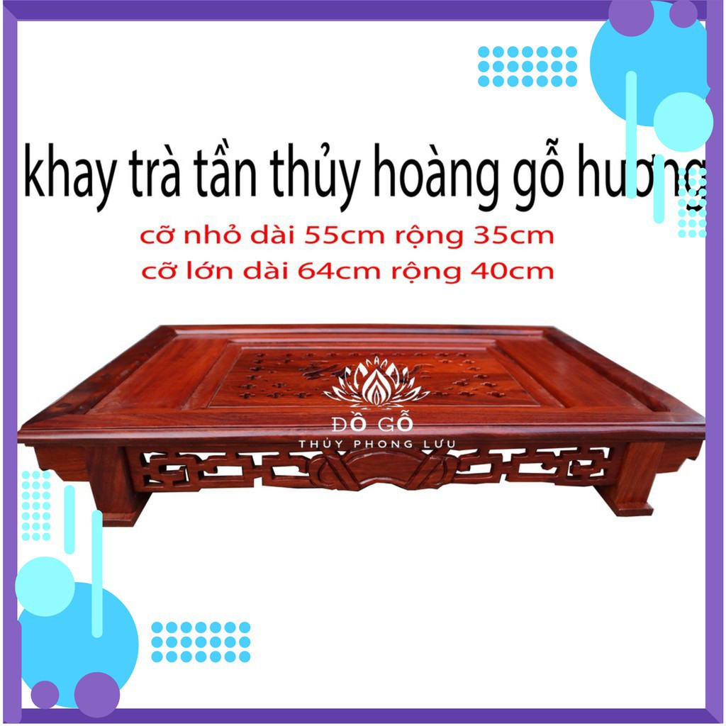 Khay trà tần thủy hoàng-gỗ hương khay trà chữ nhật hiện đại cỡ to 55x35/64x40