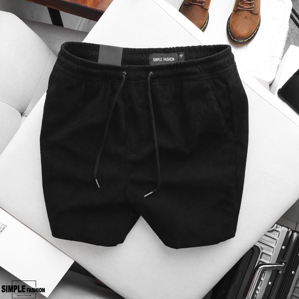 Quần Short Đùi Nam SIMPLE Chất Nhung Tăm , Màu Trắng Trẻ Trung, Cá Tính