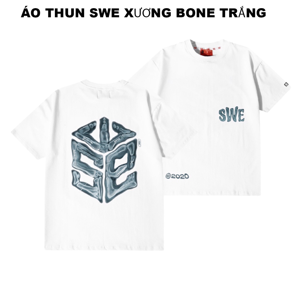 Áo thun S.WE Xương BONE, EGYPT, SUMMER TEE unisex form rộng tay lỡ cổ tròn hai màu Đen - Trắng