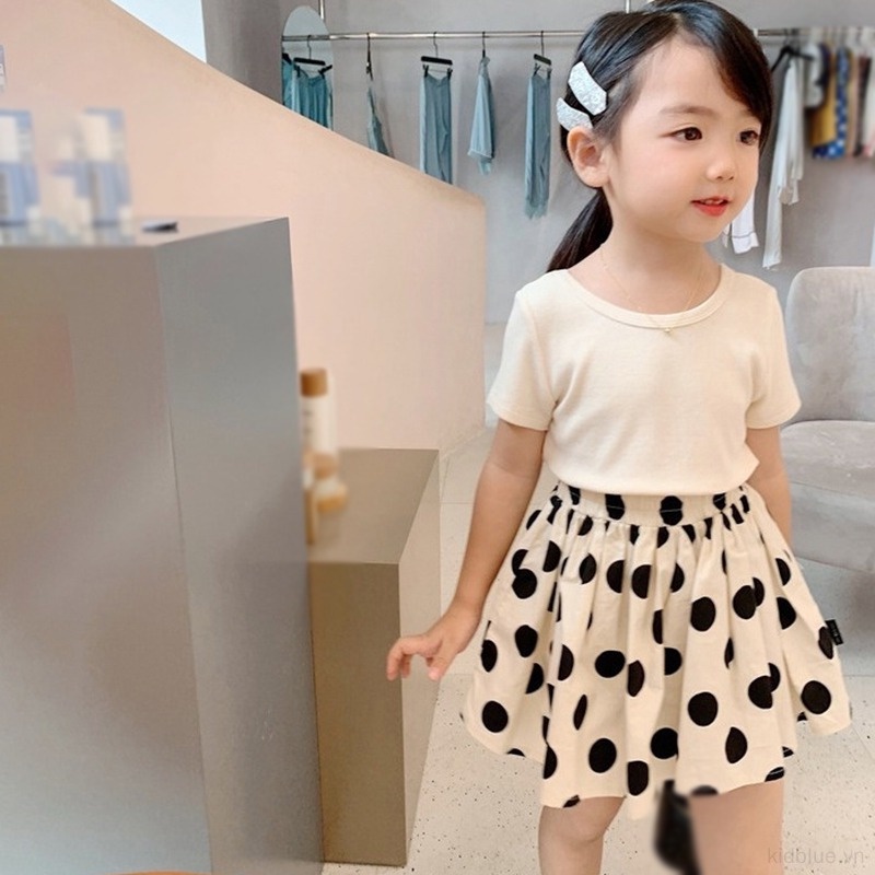 Chân Váy Xòe Xếp Ly Họa Tiết Chấm Bi Dành Cho Trẻ Em 3-8T