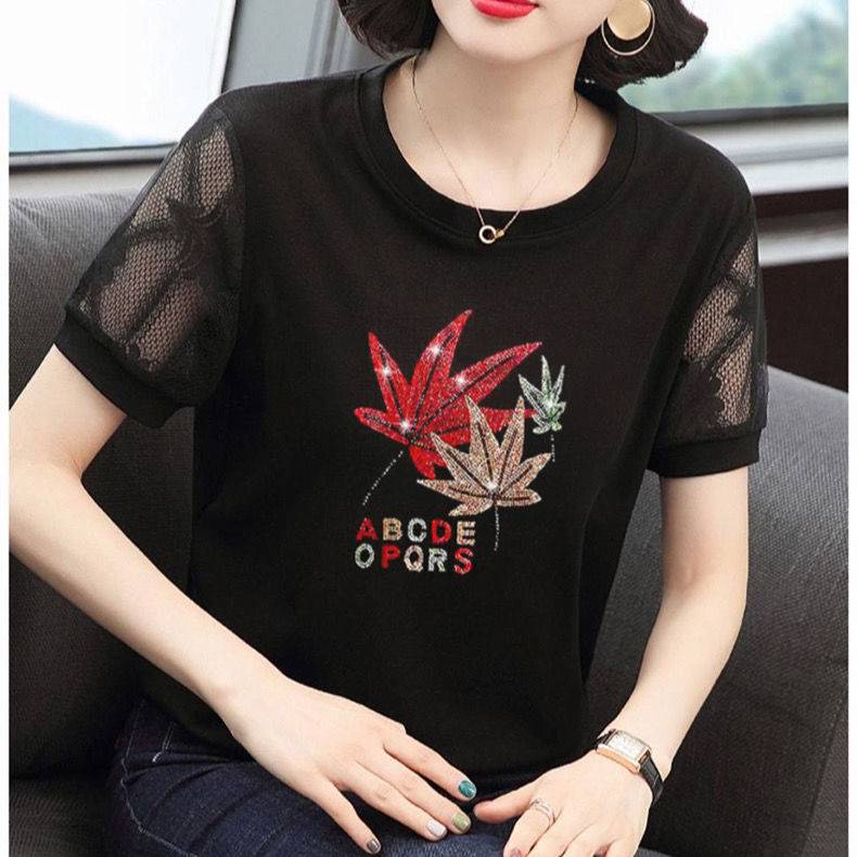 Áo Thun Tay Ngắn Màu Đen Chất Liệu Chiffon Cao Cấp Thời Trang