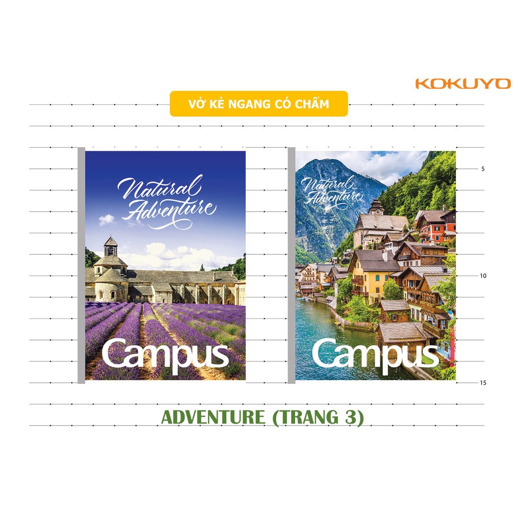 Vở CAMPUS kẻ ngang 80, 120, 200 tr ADVENTURE, tập kẻ ngang ADVENTURE - Soleil Shop