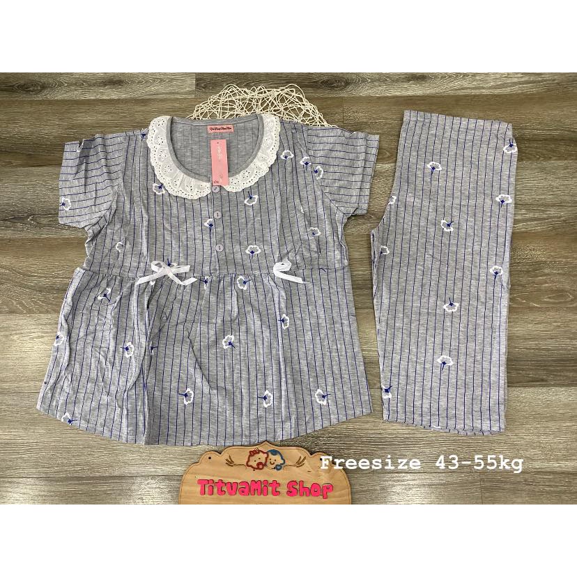 [QUẦN CHỈNH CHUN] Bộ lửng bầu và sau sinh 2in1 áo vén ngực cho bé ti, vải cotton free size 43-55kg, bộ lửng bầu mùa hè