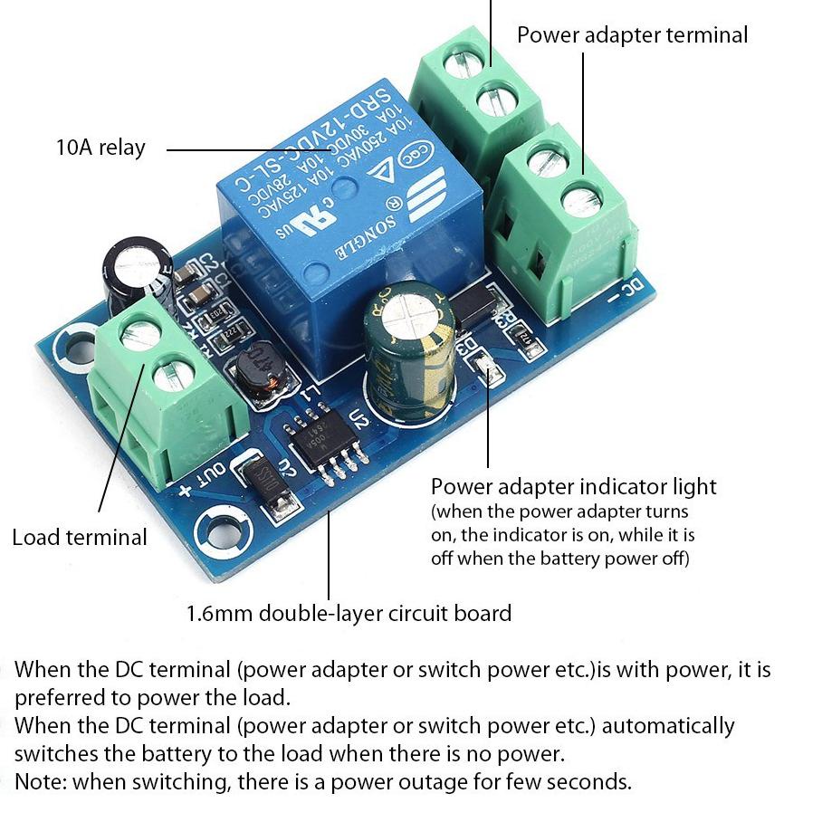 Mô Đun Công Tắc Nguồn Bảo Vệ Ắc Quy Khẩn Cấp YX-X804 DC 12V-48V Pay On Site 4.4