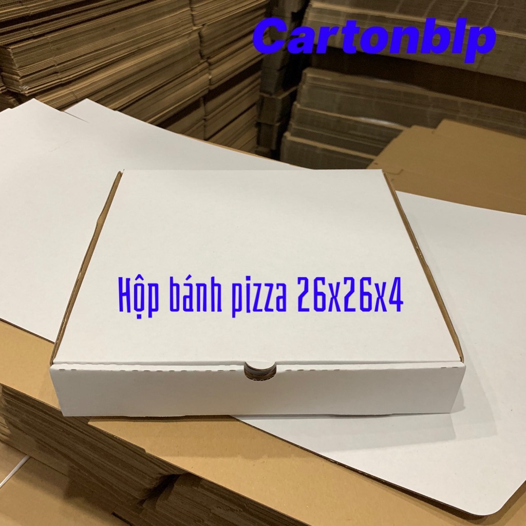 Hộp carton đựng bánh pizza size 26x26x4cm