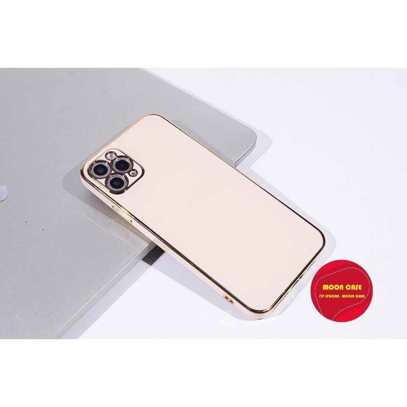 Ốp lưng Viền Vuông Logo Táo Mạ Vàng 6/6plus/6s/6splus/7/7plus/8/8plus/x/xr/xs/11/12/13/pro/max/plus/promax