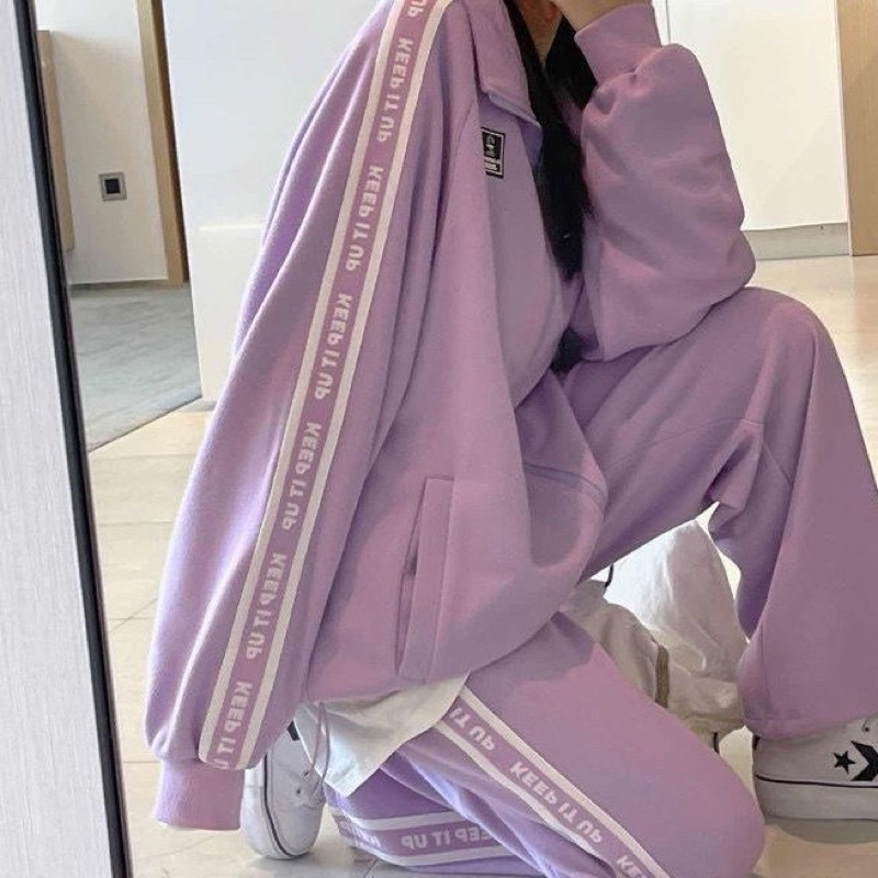Set Bộ Thể Thao Oversize Ulzzang Unisex Áo Khoác Tay Dài Quần Jogger Dài