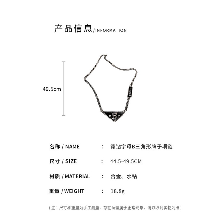 Vòng cổ mặt hình tam giác đính pha lê thời trang Hàn Quốc