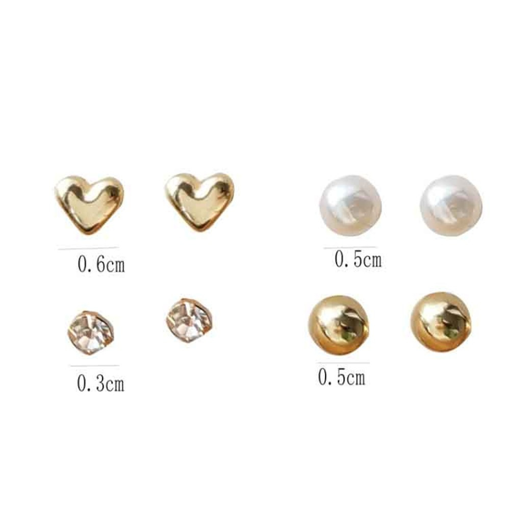 Set 4 đính ngọc trai giả / mặt hình trái tim đơn giản hợp thời trang