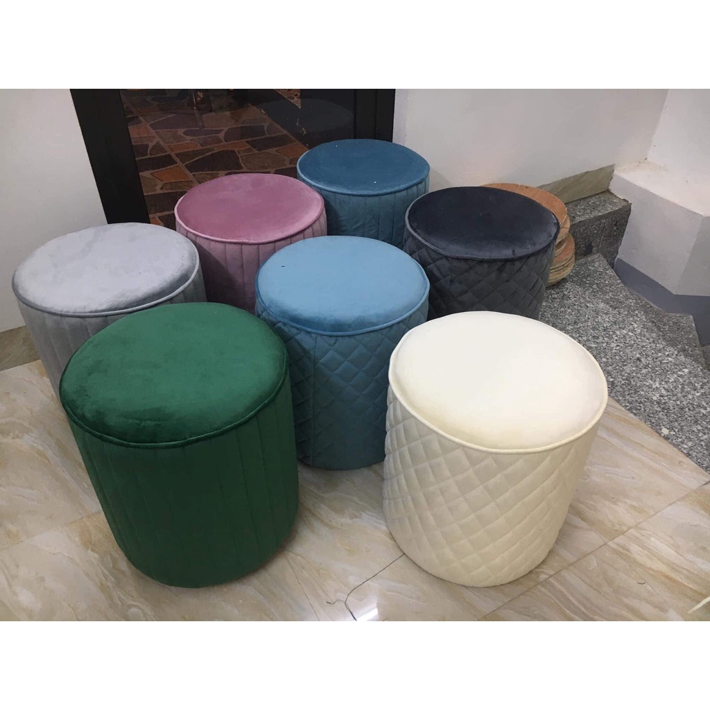Ghế đôn, ghế sofa, ghế bàn trang điểm trang trí decor phòng ngủ tiệm nail bọc nỉ nhiều màu lựu chọn - Nội thất Chani