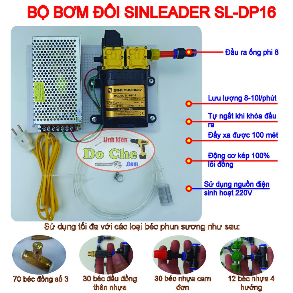 Máy bơm nước đôi mini 12v sinleader