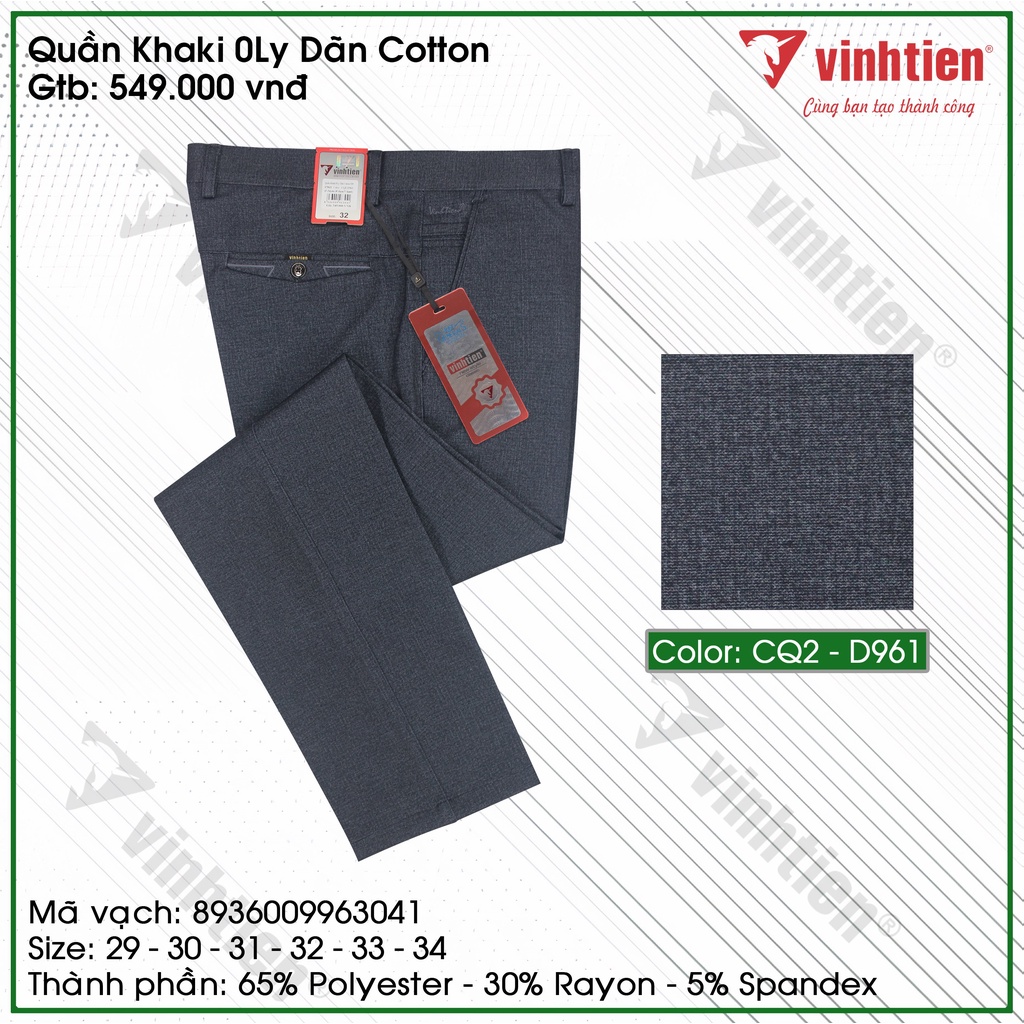 Quần Kaki 0Ly Nam Dãn Cotton Classic Vĩnh Tiến 549 - Nhiều Màu