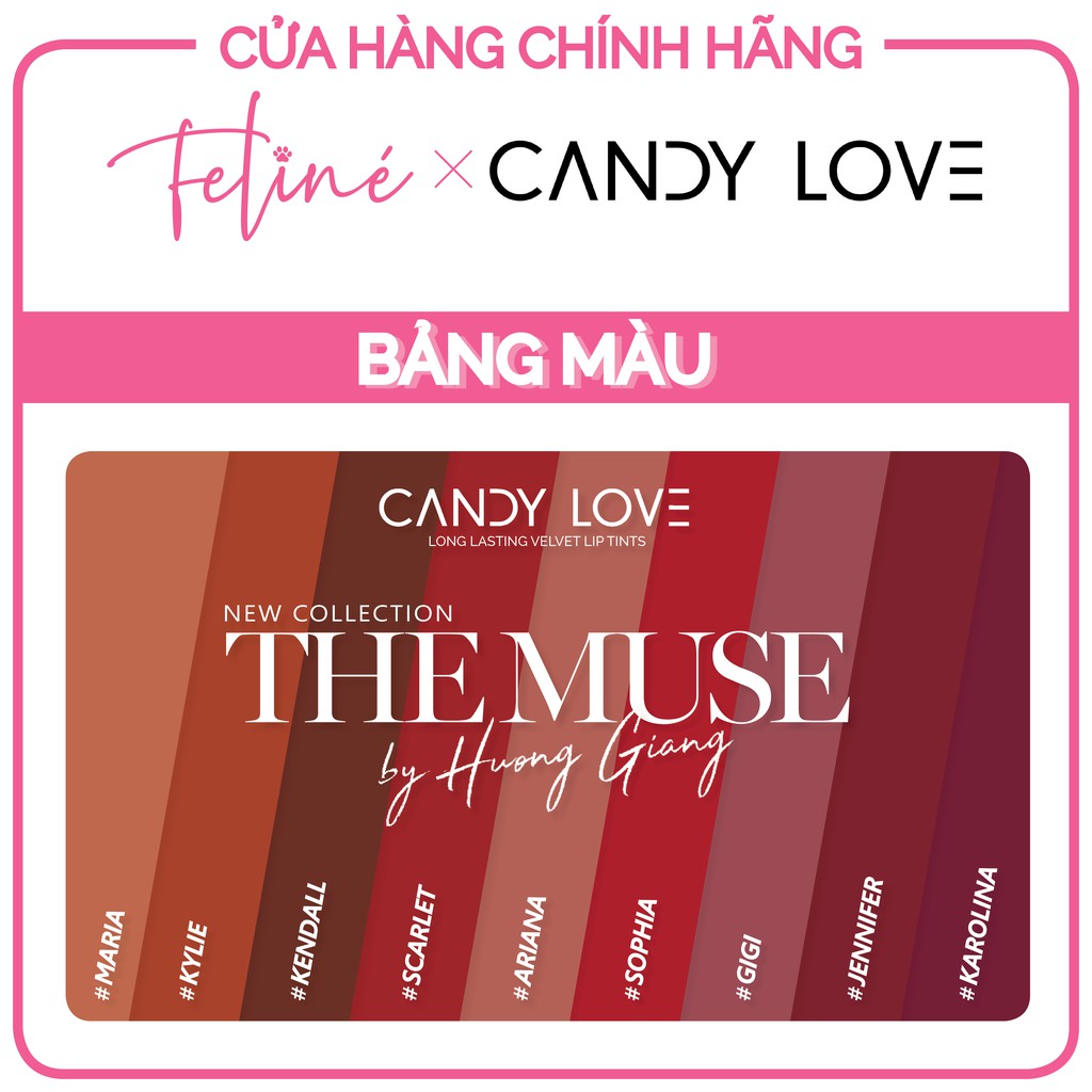 Son Kem Nhung Lì Candy Love - Son Siêu Mịn, Siêu Mướt, Siêu Bám Màu Và Lâu Trôi - FREESHIP - Feline Store
