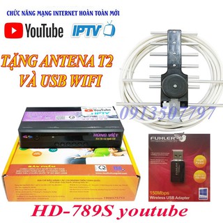Đầu thu truyền hình số mặt đất HD 789s youtube tặng usb wifi và anten dây 15m