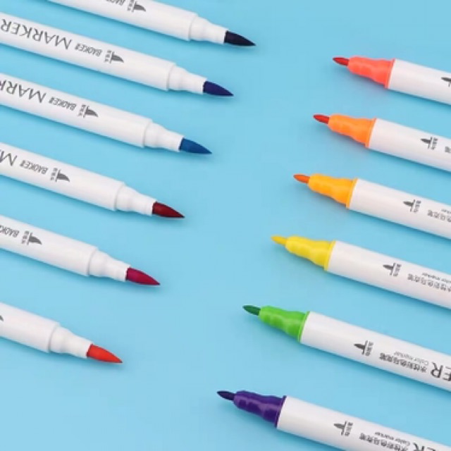 |ảnh thật test bút| Bút lông tô màu colorful marker pen dual 02 đầu BAOKE D289 dùng trong calligraphy hoặc vẽ tô BAOKE