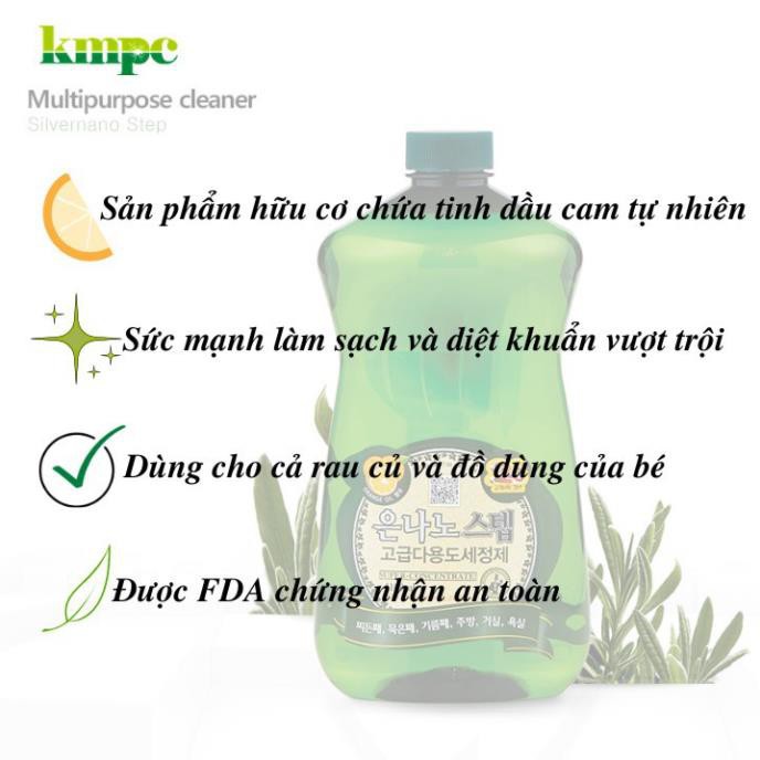 Nước rửa chén bát và rau củ hữu cơ Silver nano Step 1100ml - nhập khẩu chính hãng